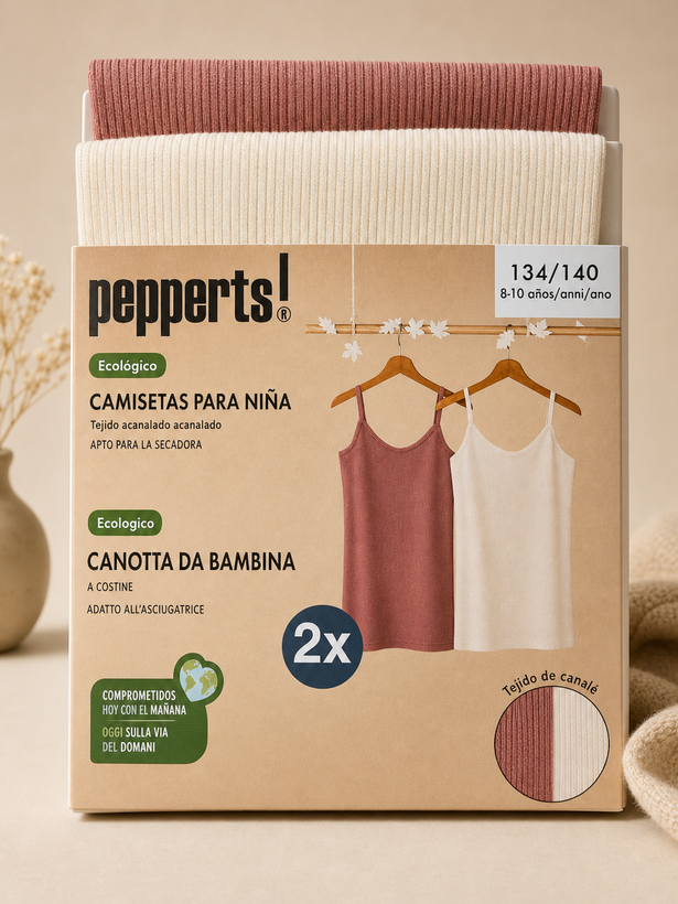 پک دوتایی تاپ بندی کبریتی دخترانه نخ پنبه برند Pepperts آلمان