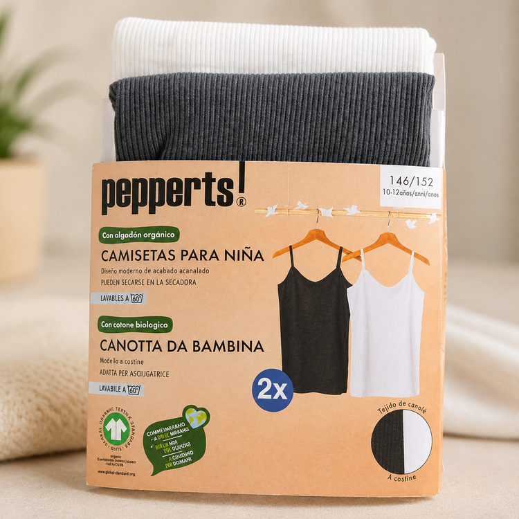 پک دوتایی تاپ بندی کبریتی دخترانه نخ پنبه برند Pepperts آلمان