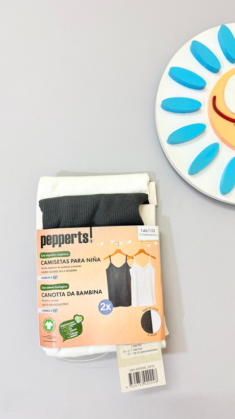 پک دوتایی تاپ بندی کبریتی دخترانه نخ پنبه برند Pepperts آلمان