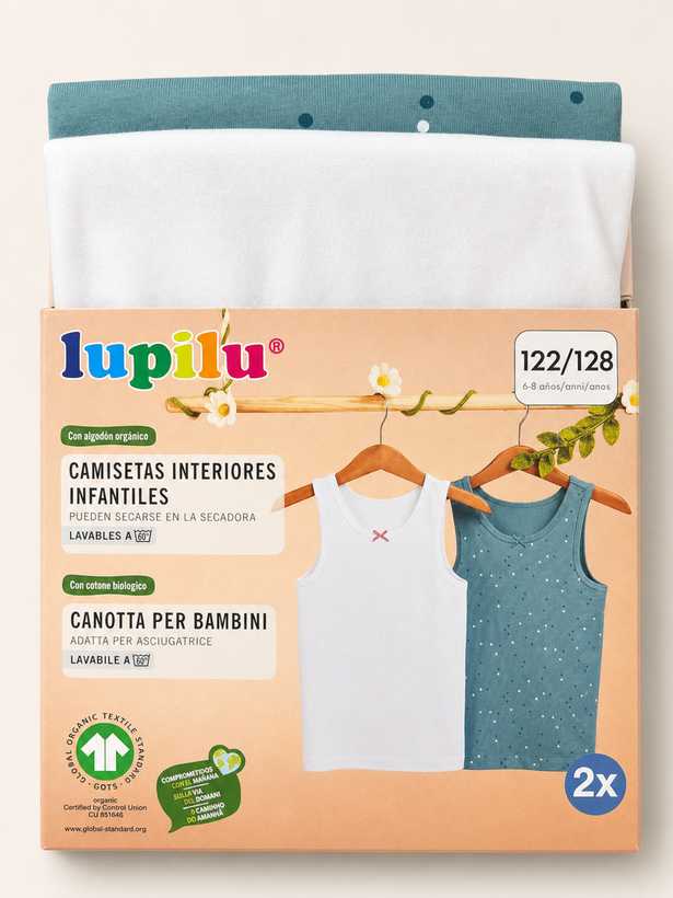 پک دوتایی تاپ دخترانه نخ پنبه برند لوپیلو Lupilu