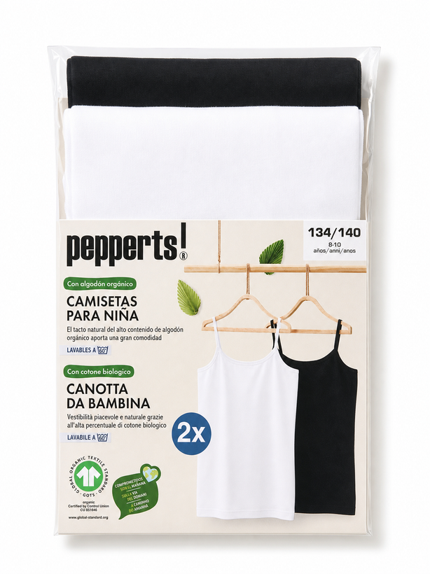 پک دوتایی تاپ بندی دخترانه نخ پنبه برند Pepperts آلمان